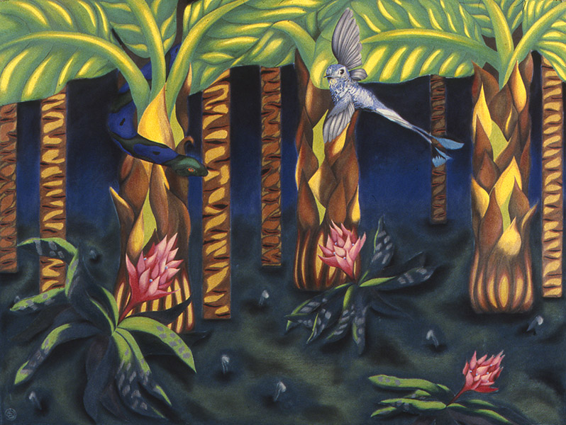 TROPICAL INVITATION  color pencil, pastel, paper, 30 x 40&quot;  1980