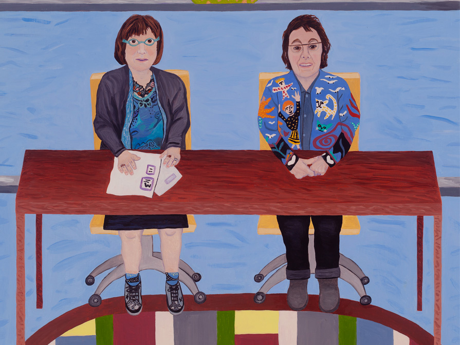 Teatime with Libby and Jo Anne, oil on panel, 30 x 40
