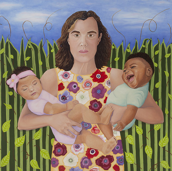 Nuestros Hijos (Our Children), oil on panel, 30 x 30&quot;, 2020