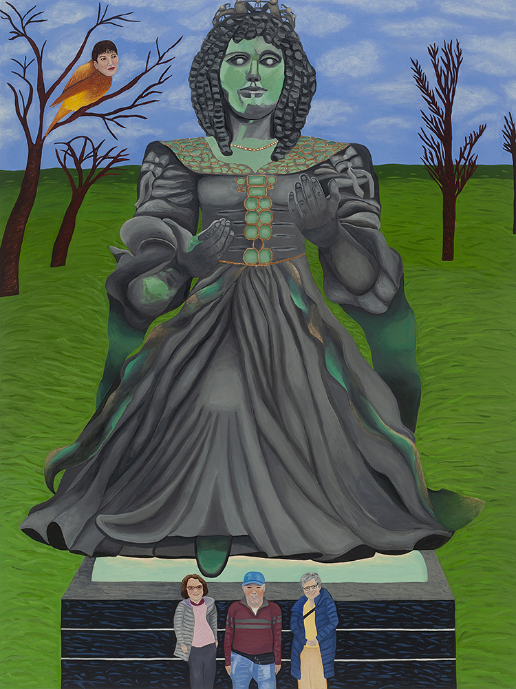 Taxi to View Audrey Flack's Queen, Lisbon, oil on panel, 48 x 36